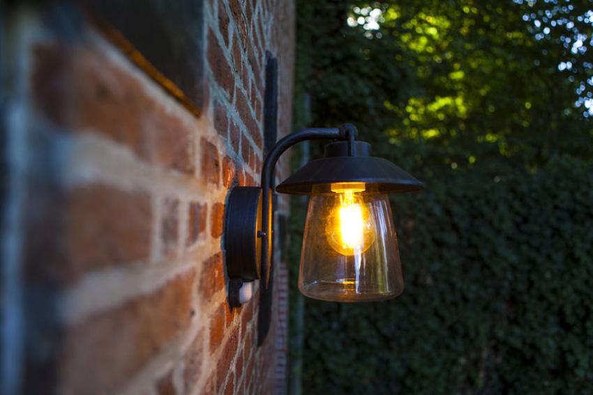Applique murale extérieur - noir rouille - 22x17,6x22,4cm - dimmable - E27 - 1x40W - IP44 - détecteur de mouvement