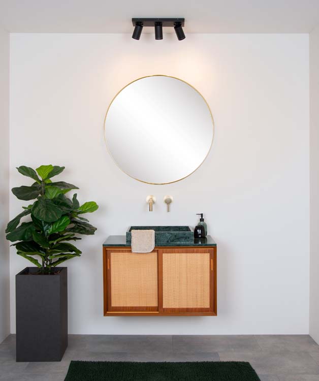 Plafondlamp - zwart - 3xGU10 - 5W - IP44