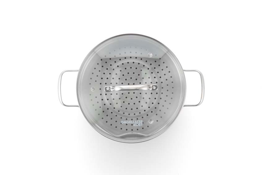 Stoofpan met deksel Dagelijkse Kost Proline PFAS-vrij zilver Ø26cm stoominzet