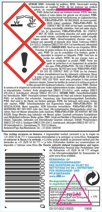 HG effaceur pour voiles de ciment (extra) (produit HG n° 11)