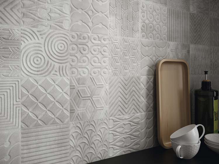 Wandtegel Malfi patroontegel lichtgrijs 15x15cm