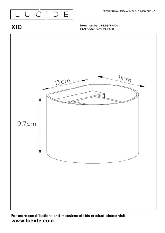 Lucide XIO - Applique murale - LED Dim. - 1x4W 2700K - Courbe - Blanc