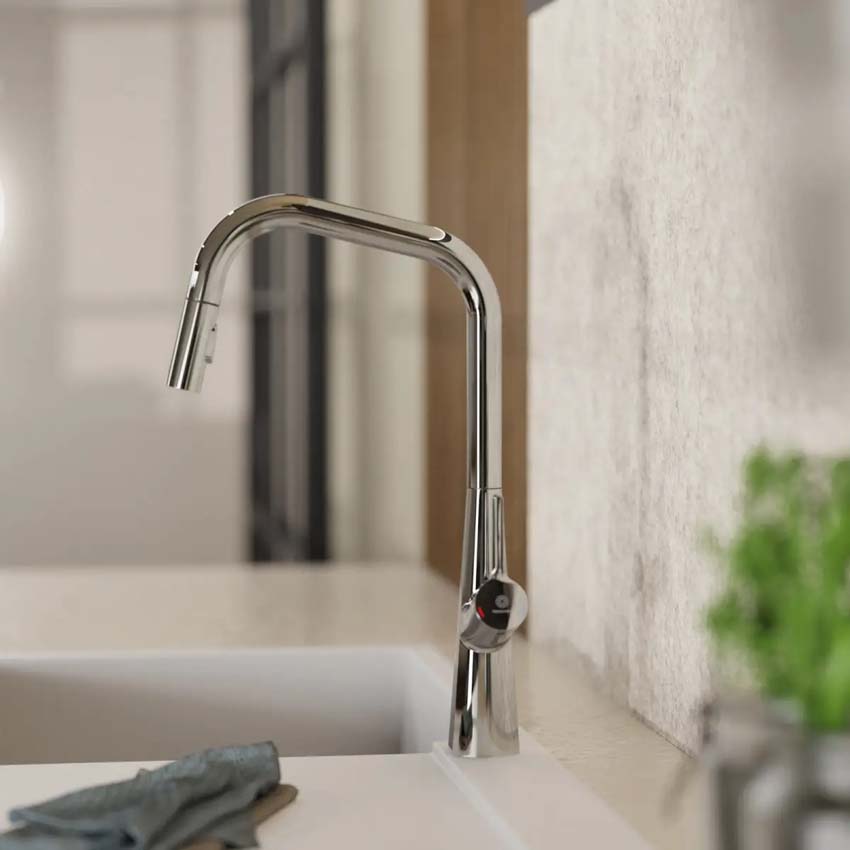 Robinet de cuisine Wasserwerk WK 9 Edge chrome avec bec extractible