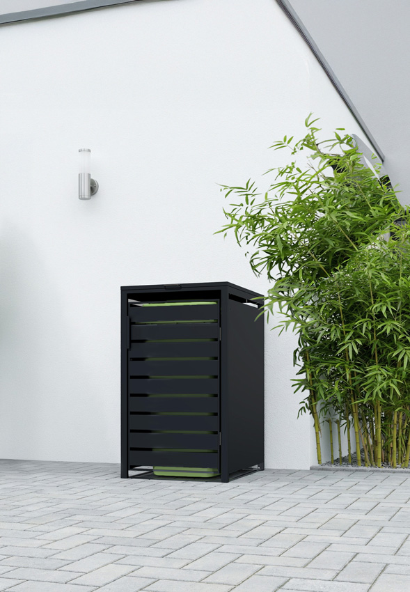 Remise pour conteneurs noir mat 116x68x80cm