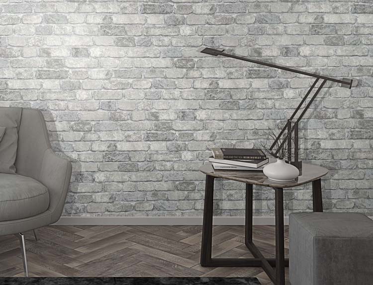 Vinyl op vliesbehang baksteen grijs 0,53x10m