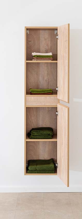 Armoire colonne Tibo/Tony chêne méditerranéen suspendue 170x40x35cm