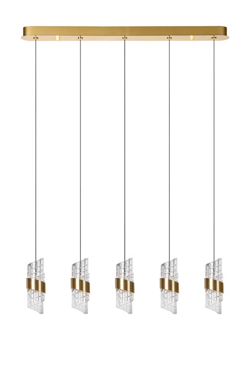 KLIGANDE - Hanglamp - LED Dimb. - 5x7,8W 2700K - Mat Goud / Messing