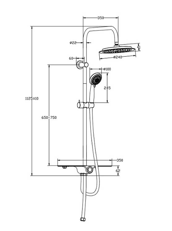Set de douche Ayse chrome/anthracite
