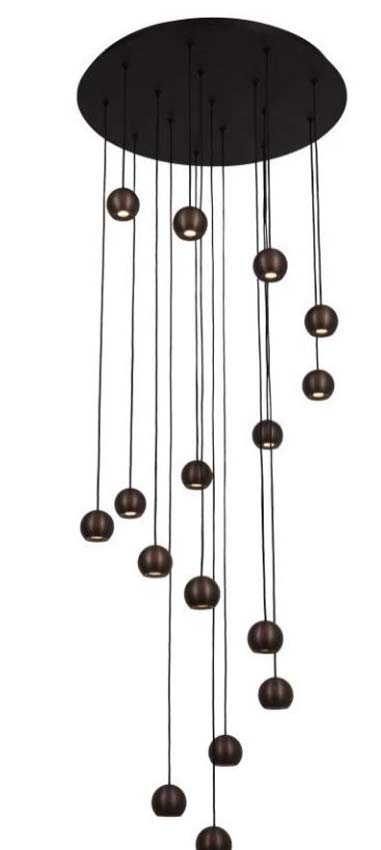 Lucide Premium MONTANA - Suspension - Ø55cm -LED Dimmable - CCT - 16x5,7W 2700K/4000K - Brun café