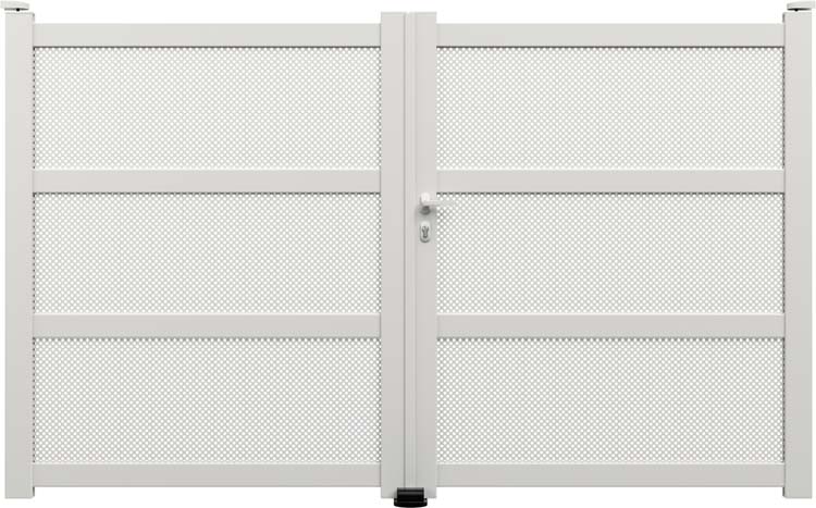 Dubbele poort Montera aluminium wit op maat rechtsdraaiend - motoriseerbaar