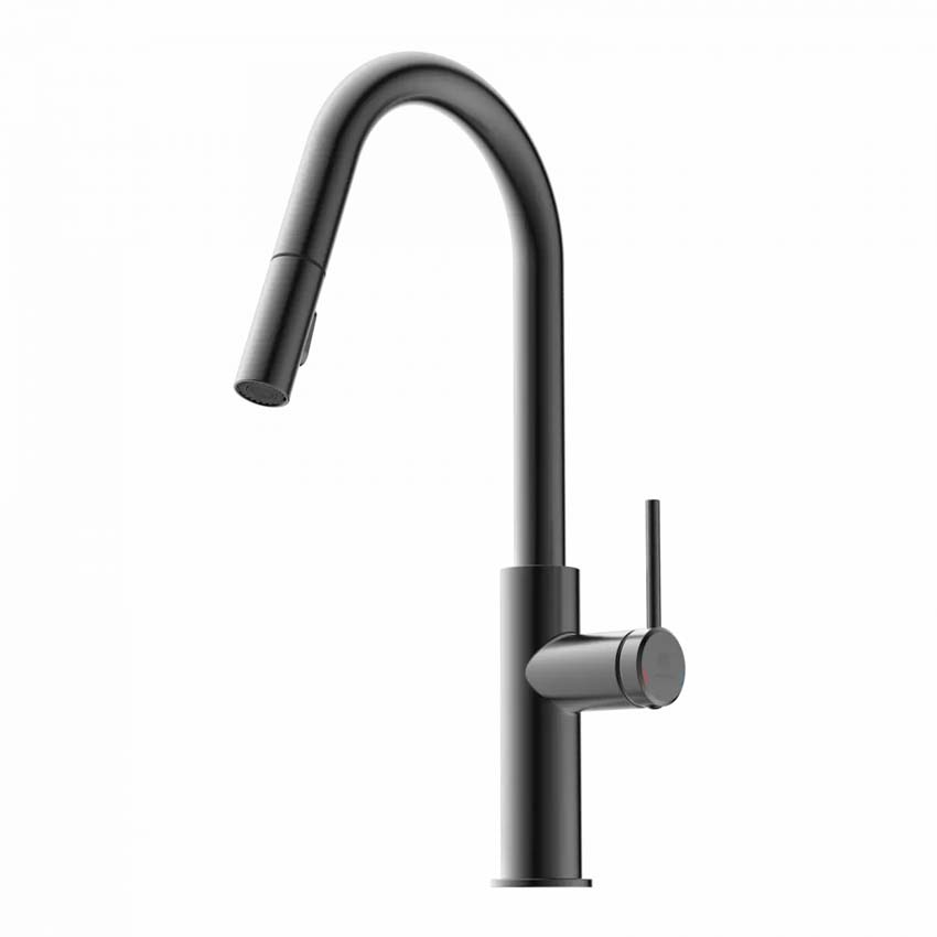 Robinet de cuisine Wasserwerk WK 13 Curve graphite mat avec bec extractible