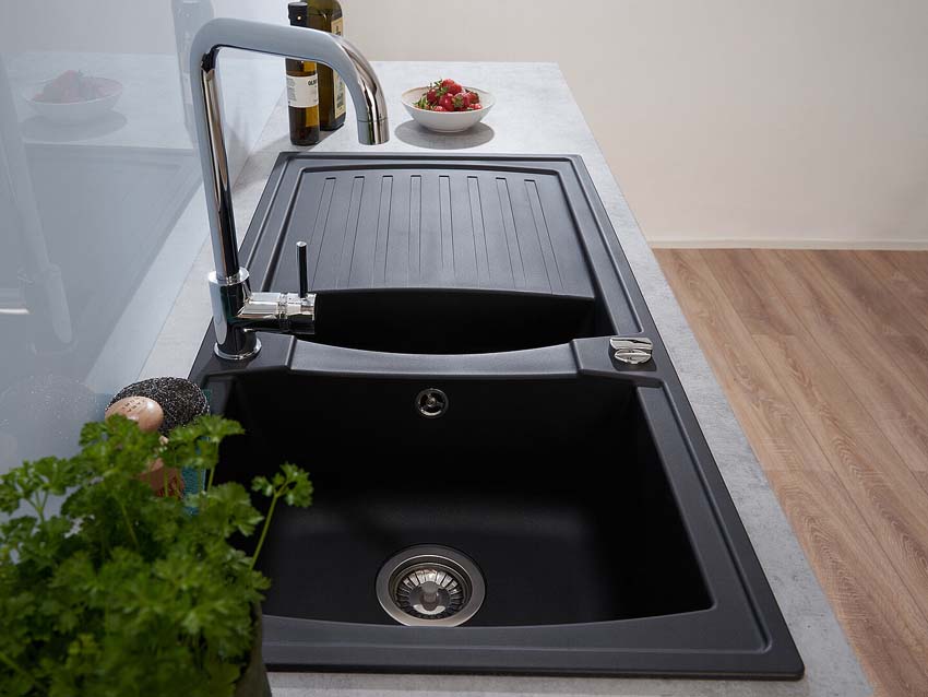 Evier à encastrer Nils 1+1/2 1000x500mm noir