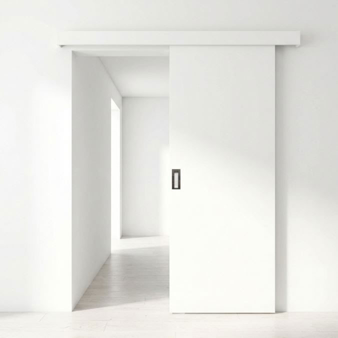 Porte coulissante simple à peindre complète Albero 93x211,5cm + rail + plaque de recouvrement blanc