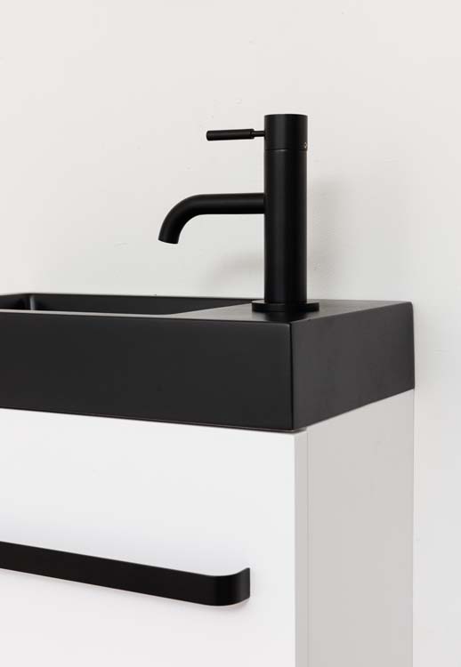 Meuble de toilette Brian blanc lavabo noir mat 50x40x22cm