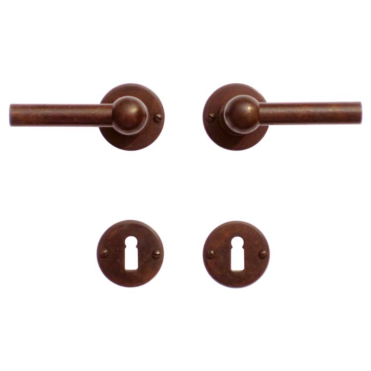 Poignée porte pienza nouveau L+L rouille rond rosace barbe