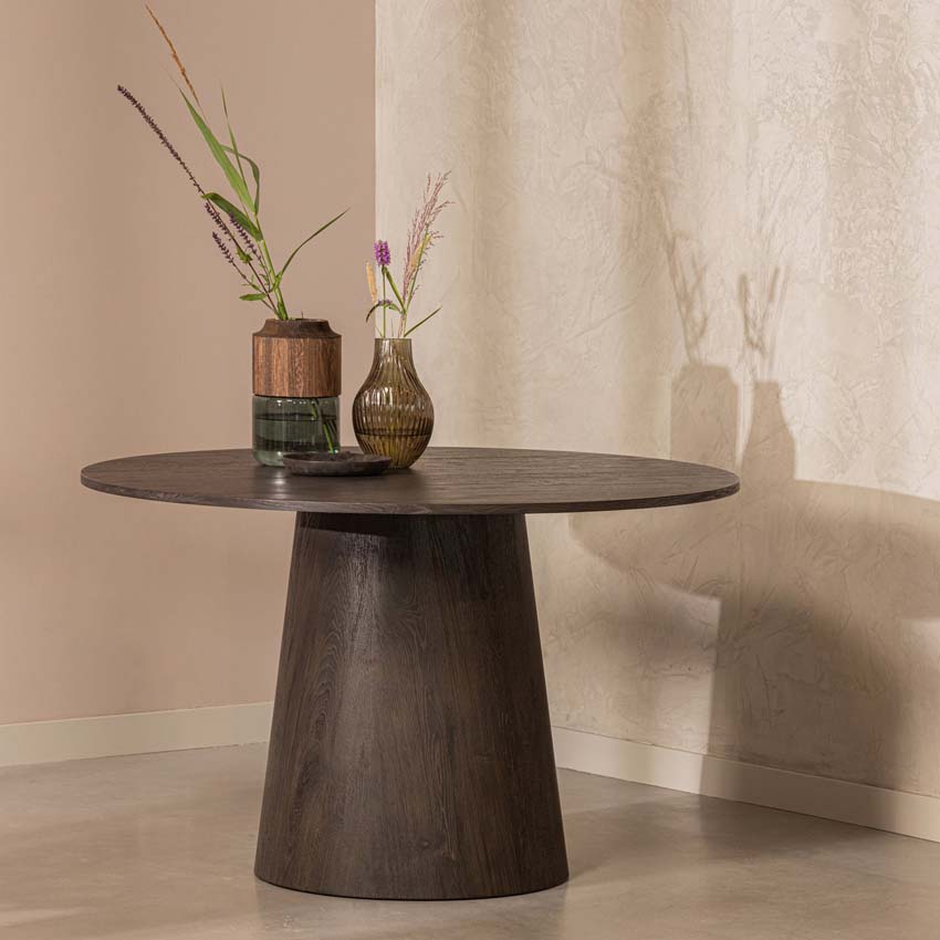 Table Luna en MDF ronde brune Ø120cm