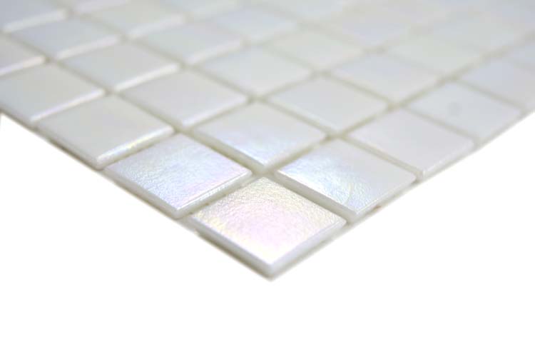 Mosaïque Verre blanc argenté brillant 30,5x30,5cm