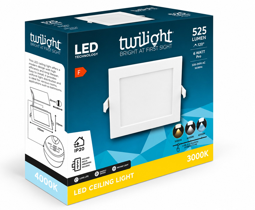Spot encastrable - blanc - LED - 1x6W - CCT - carré