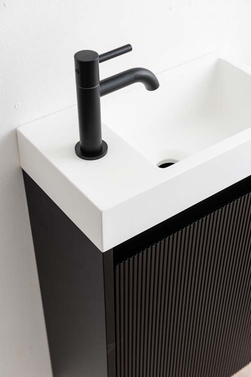 Meuble de toilette Windsor2 noir lavabo blanc brillant 60x40x22cm
