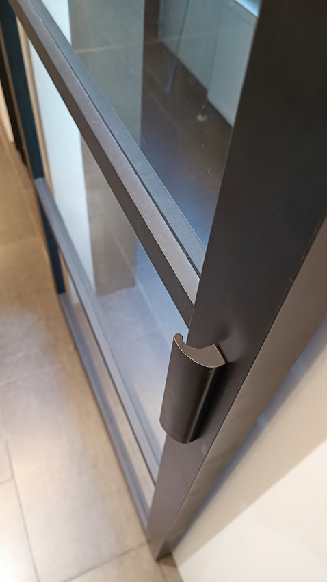 Complete enkele glazen schuifdeur Black steel look 4R 93x211,5cm + rail robust zwart