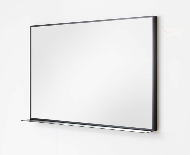 Spiegel Tabibi rechthoek mat zwart met schap 120x80cm