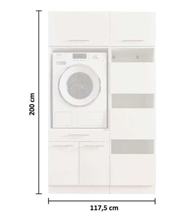 Wasmachine kast Decowash set 7 antraciet 117,5x67,5x200cm