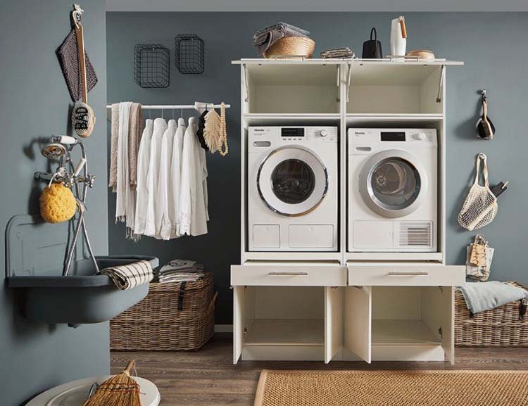 Wasmachine kast Decowash set 5 wit 135x67,5x200cm