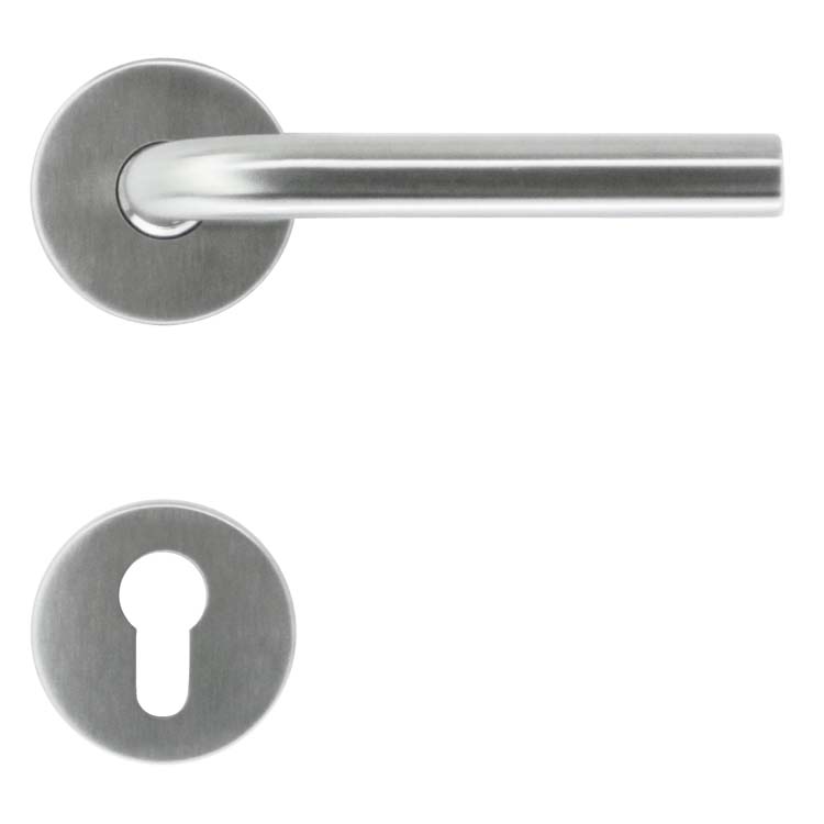 Poignée de porte perugia lucera 16mm inox rosace cylindre