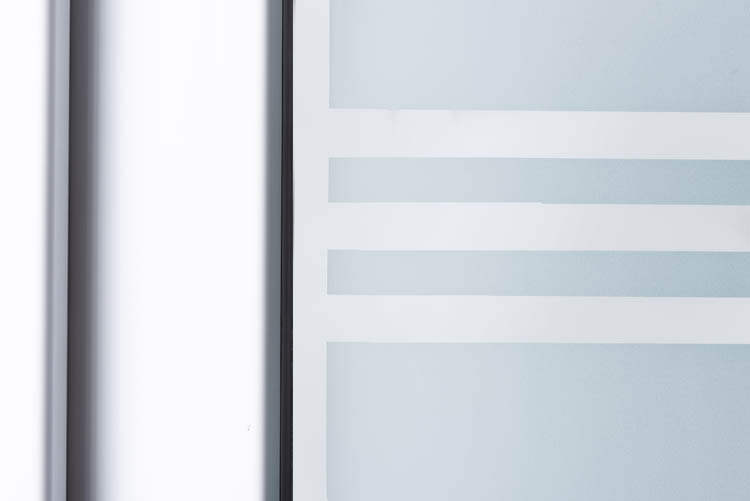 Porte extérieure 3 lignes claires PVC verre mat blanc 980x2180mm ouvrant à droite