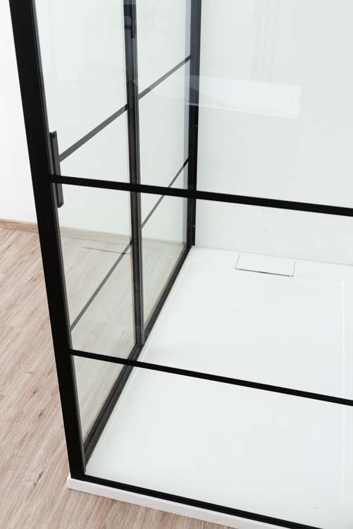 Porte de douche tournante avec partie fixe Ulysses noir 160x200cm