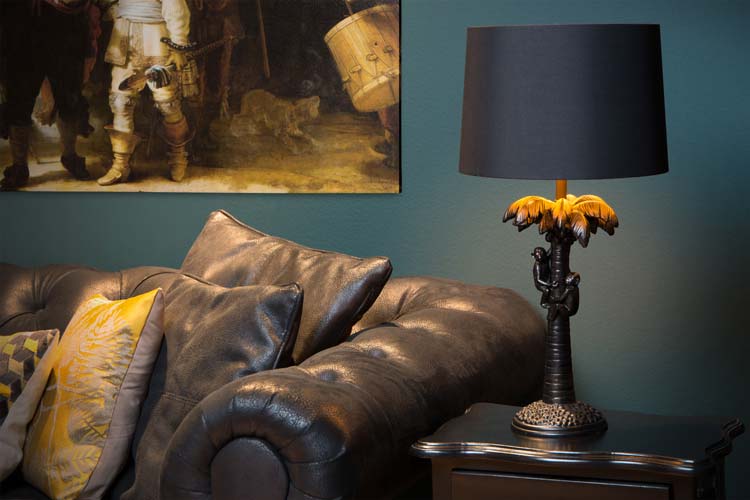 Lampe de table palmier - noir - H50cm - E27 - 60W