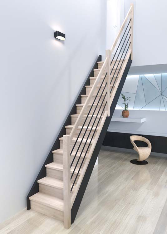 Escalier fermé chêne Dortmund droit 280x80cm