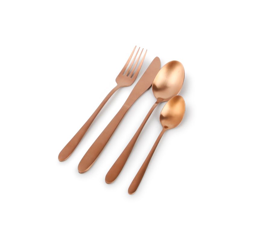 Bestekset 24-delig mat rose goud slim koper