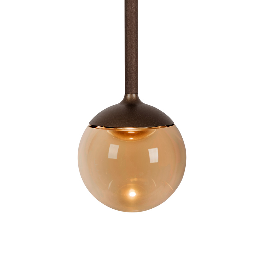 Lucide Premium Calina - Hanglamp - Ø9,9cm - LED dimbaar - CCT - 1x7W - 2200K/3300K - Met vervangbare LED-module - Koffie