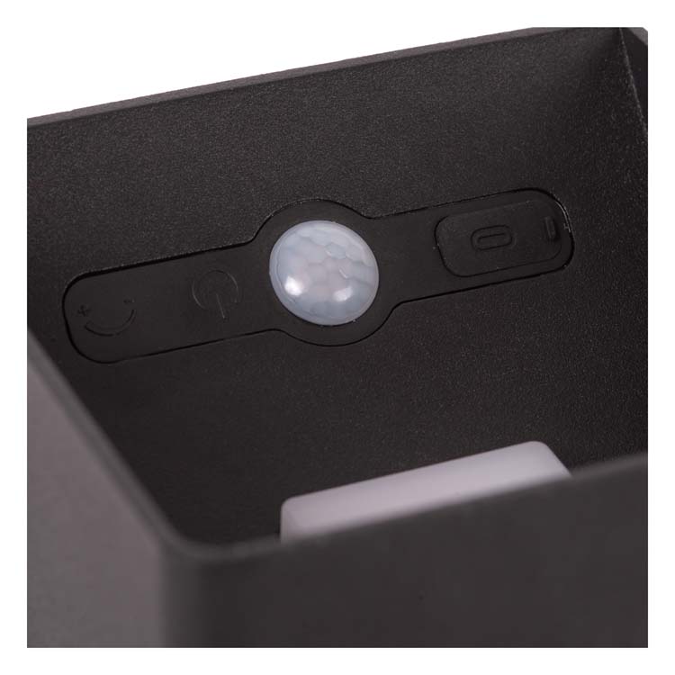 Wandlamp binnen/buiten - zwart - dimbaar - LED 1x6W - 2700K - IP54 - beweging- & dag/nacht sensor - oplaadbaar