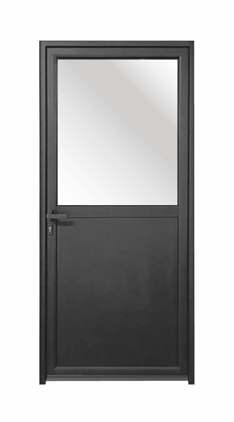 Porte extérieure Tavira en aluminium verre clair noir 960x2180mm poussant à droite