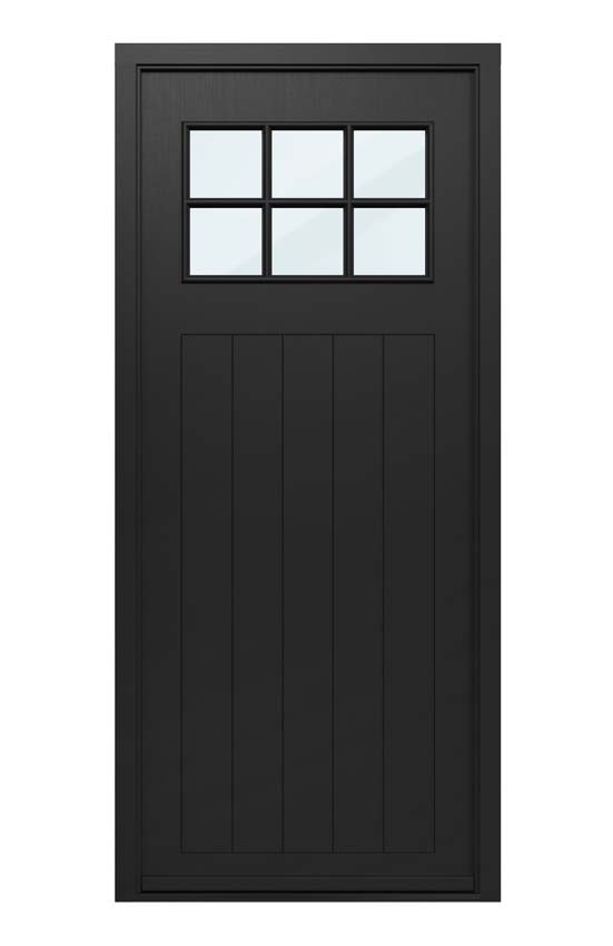 Porte extérieure bois Alva meranti noir verre clair 980x2180mm ouvrant à droite