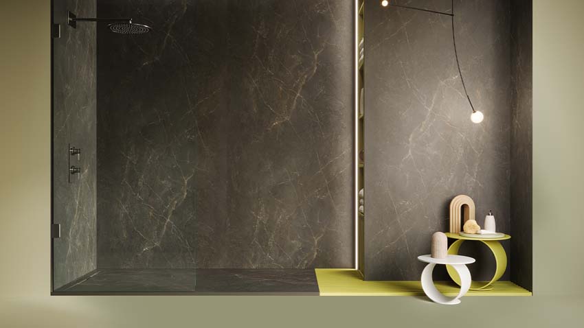 Panneau mural Signature St. Laurent SPC sans soudure aspect marbre 120x280x0,4cm