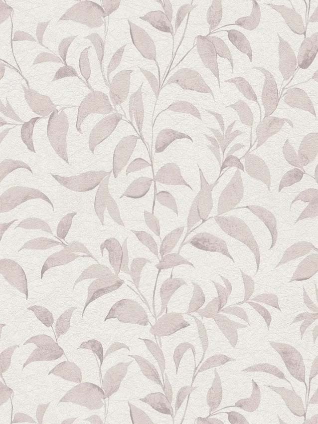 Vinyle sur papier peint intissé blanc + feuille grise 0,53x10m