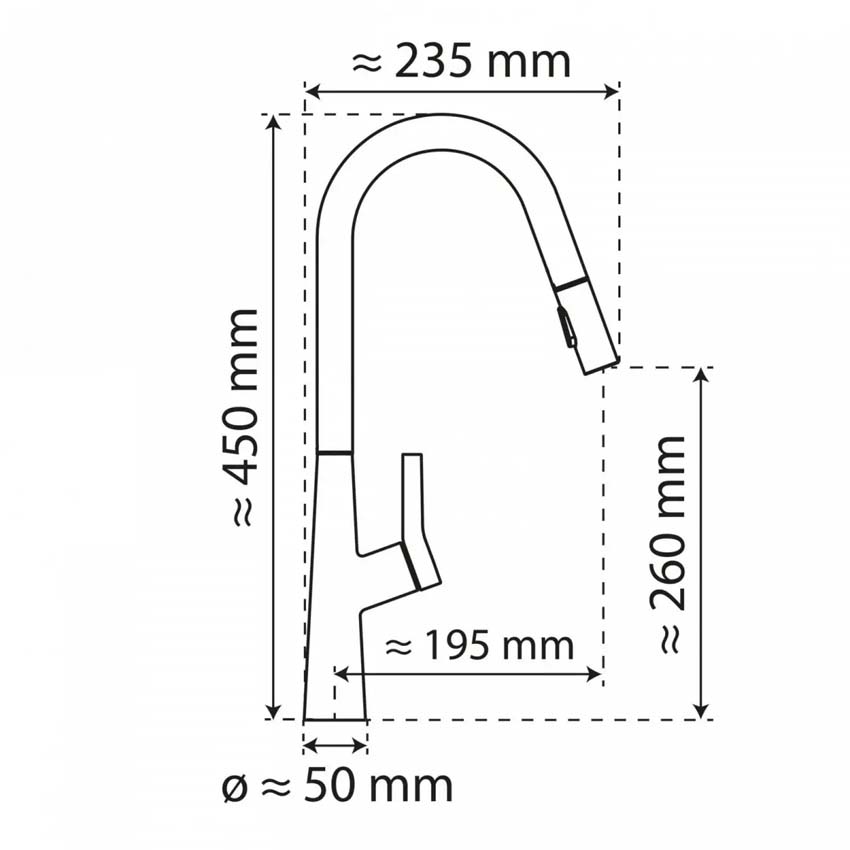 Robinet de cuisine Wasserwerk WK 9 Curve noir mat avec bec extractible