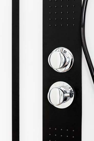 Douchecabine Penny thermostatisch links zwart/wit schuifdeur 115x85x218,5cm