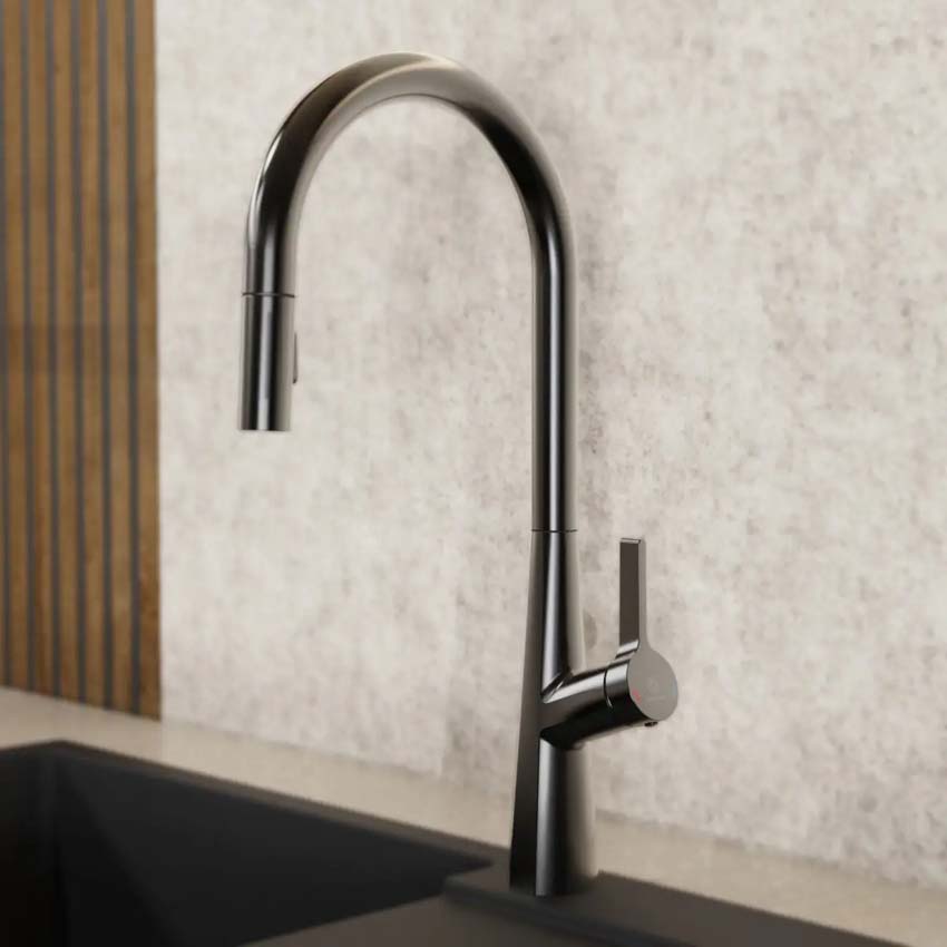 Robinet de cuisine Wasserwerk WK 9 Sphere graphite mat avec bec extractible