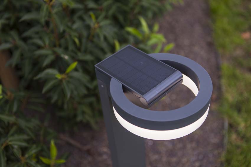 Lantaarnpaal Astra Solar - grijs - dimbaar - 12W - 4000K - IP54 - met bewegingssensor