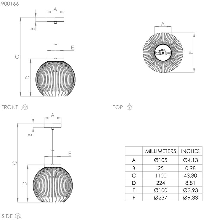 Lampe suspendue Vene 1xE27 noir/or