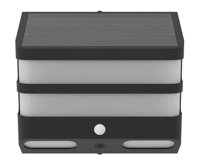 Applique murale - noir - 12x8x20cm - LED - 1x6,5W - 4000K - Solaire avec détecteur de mouvement