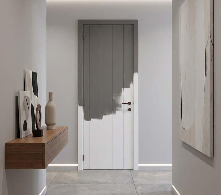 Bloc-porte à peindre Moderne Verticale 830mm AME TUBULAIRE