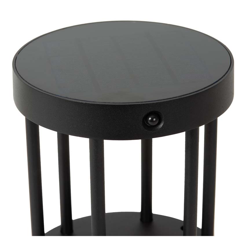 Borne extérieur Solar Eon - noir - Ø16cm - 1x2W - 2850K/3150K - IP54 - détecteur jour/nuit