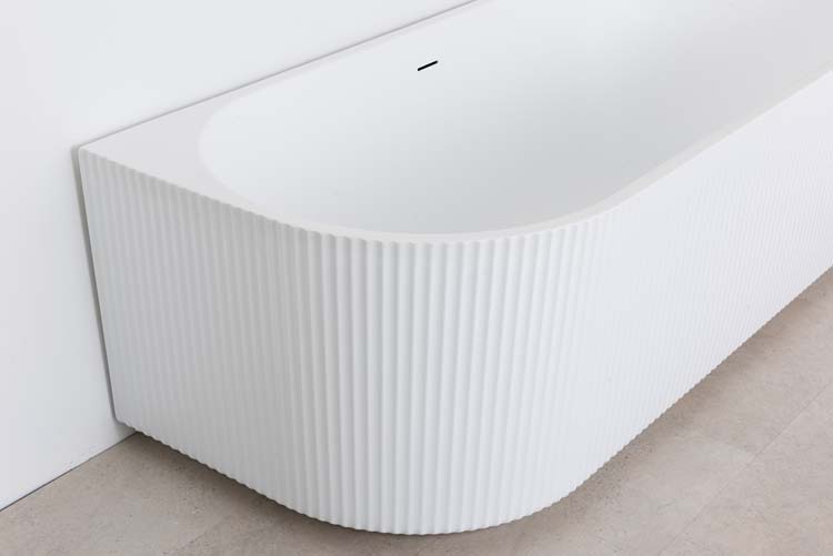 Baignoire d'angle Chris mat blanc nervurée droite 170x80cm