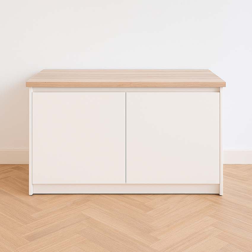 Cuisine île Plenti blanc/look de chêne 124,5 cm