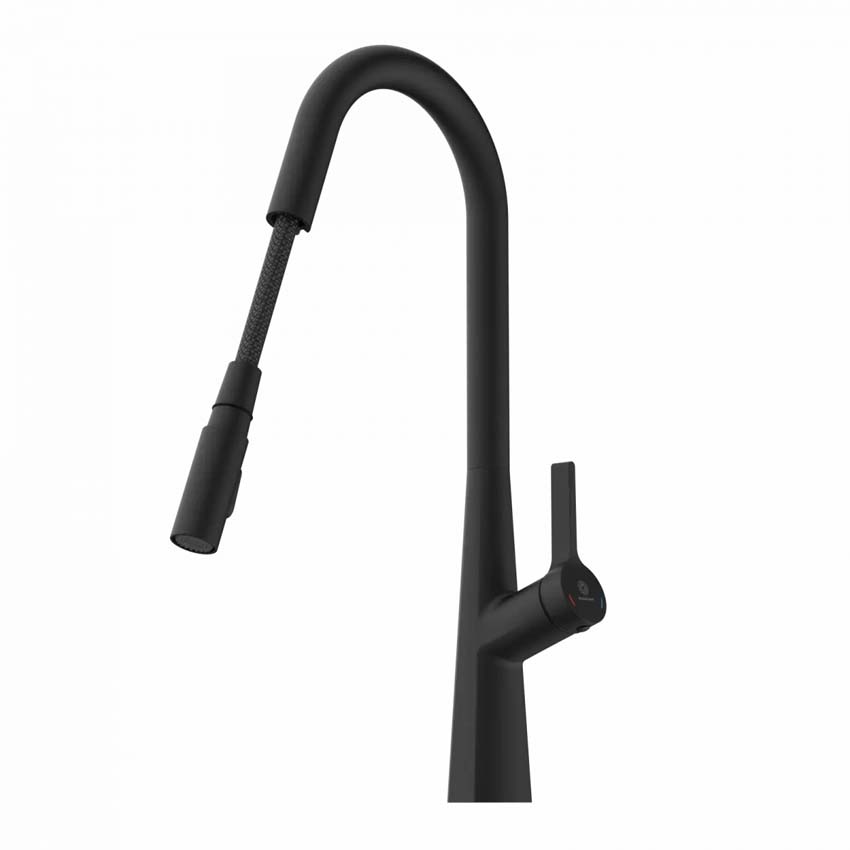 Robinet de cuisine Wasserwerk WK 9 Curve noir mat avec bec extractible